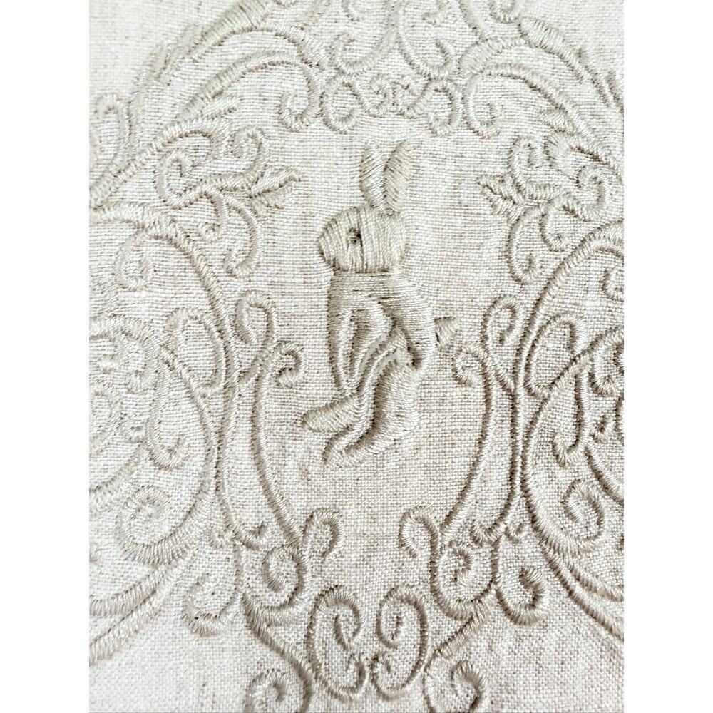 20" x 20" Embroidered Damask Bunny Dinner Napkins – Set of 8 – Beige/Ivory